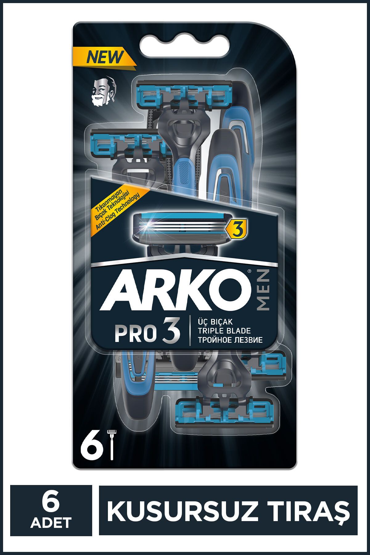 Arko Men Men Pro3 3 Bıçaklı Tıraş Bıçağı 6 Adet