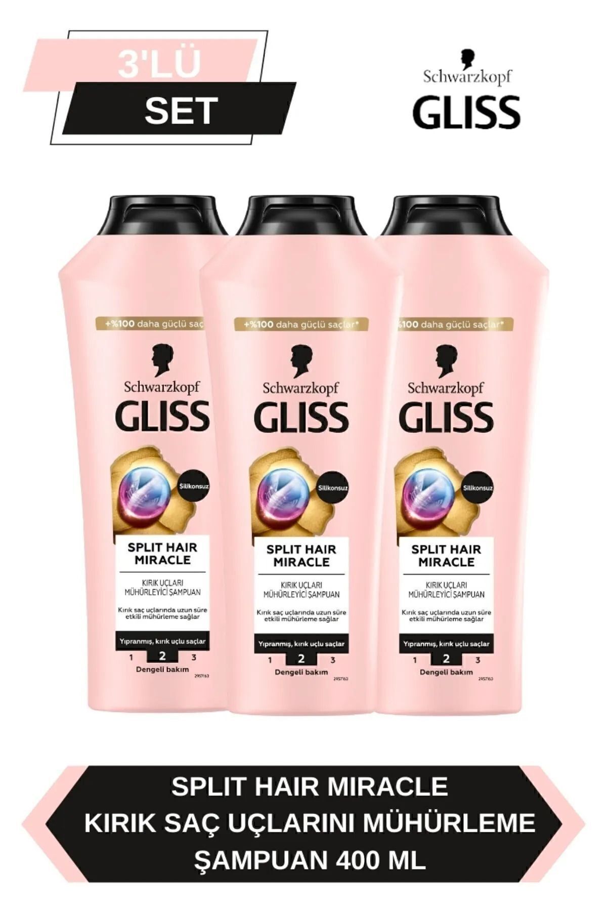 Gliss Split Hair Miracle Şampuan 400 Ml x 3 Adet