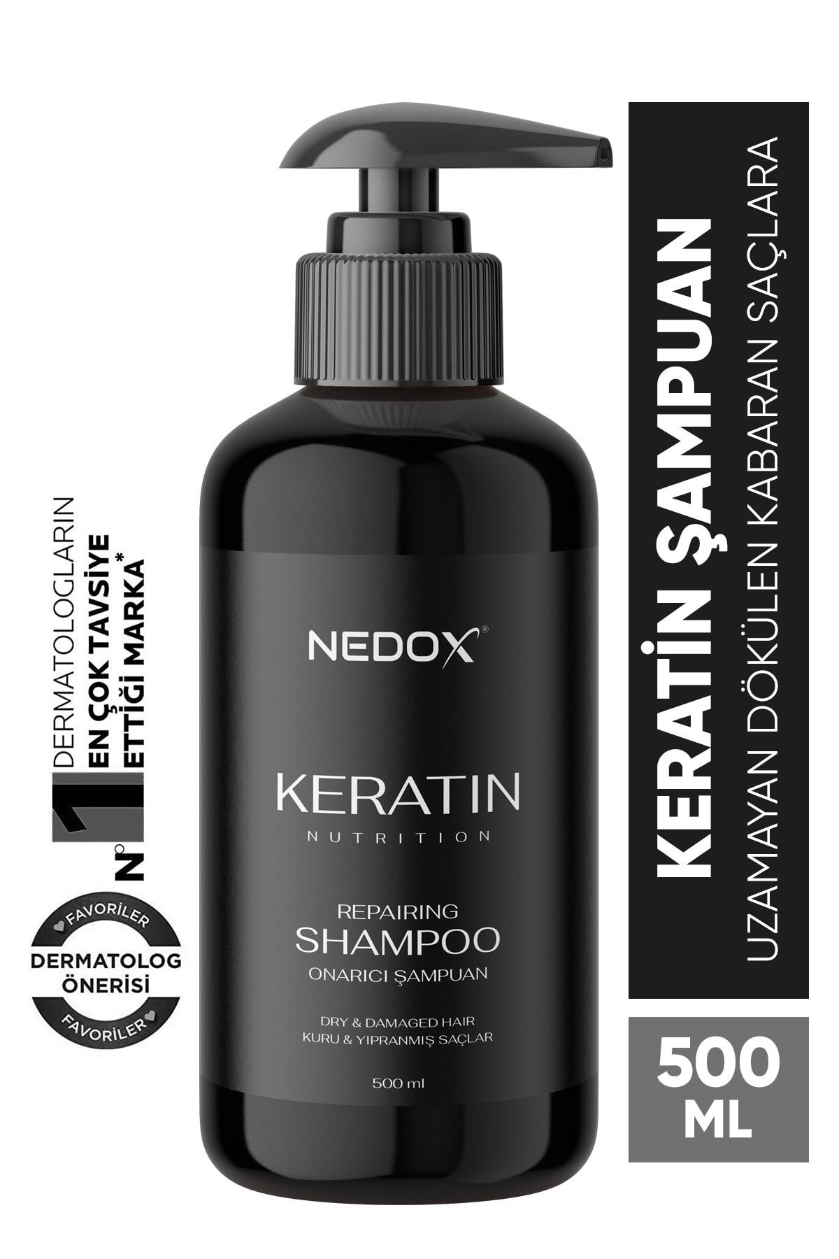 NEDOX Yıpranmış Saçlar Için Keratinli Saç Bakım Şampuanı 500 ml