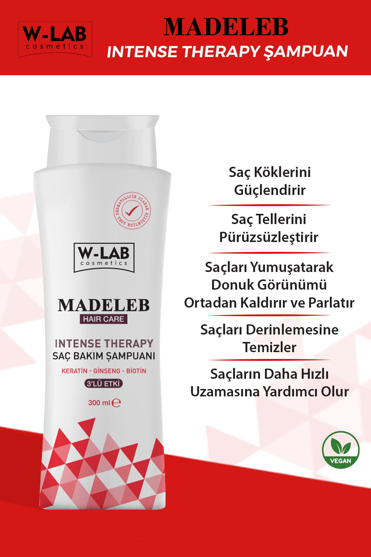 W-Lab Kozmetik Madeleb Intense Therapy Keratin Şampuan 300 ml