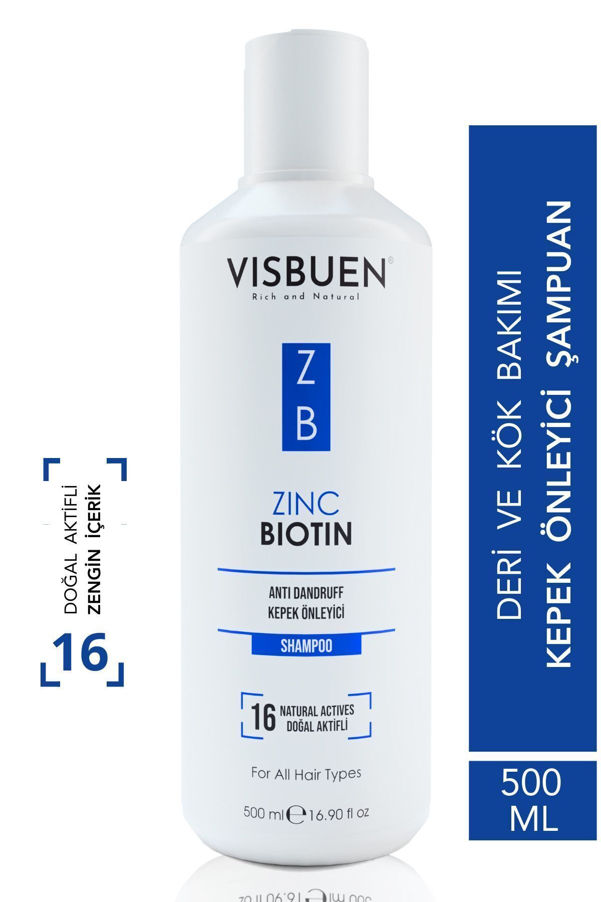 Visbuen Çinko Biotin 16 Doğal Aktifli Kepek Önleyici Bakım Şampuanı