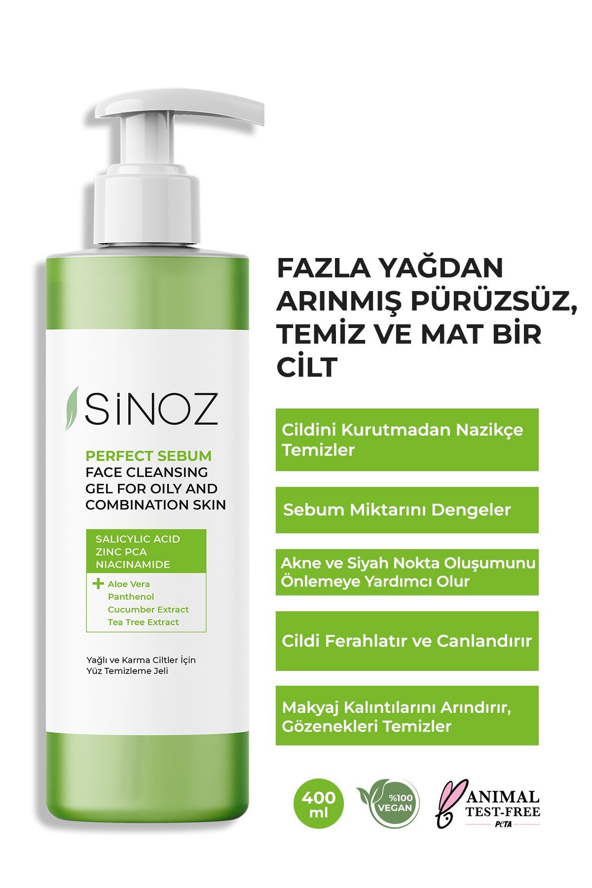 Perfect Sebum Dengeleyici Yüz Temizleme Jeli 400 ml Yağlı Karma Ciltler Için