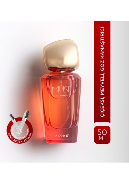 Imprime Muse EDP Kadın Parfüm 50ml | Çiçeksi ve Meyveli | Frenk Üzümü, Lavanta, Yasemin, Vanilya, Misk, Amber