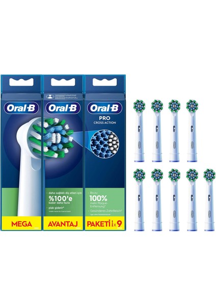 Oral-B Pro Cross Action 9'lu Diş Fırçası Yedek Başlığı EB50