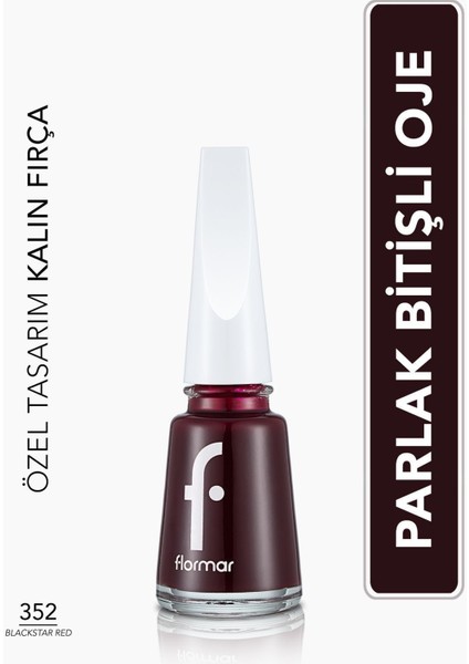 Nail Enamel Yoğun Renk Veren Uzun Süre Kalıcı Parlak Oje (352 Blackstar Red) 8682536035934