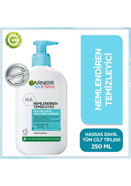 Saf& Temiz Nemlendiren Temizleyici [ Hyaluronik Asit Seramid Kil] 250 ml Yüz Temizleme Jeli